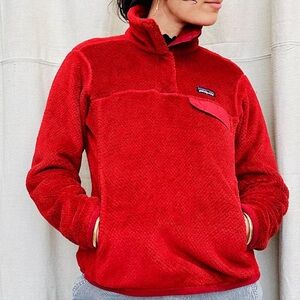 Patagonia Red Teddy Fleece Pullover Jacket